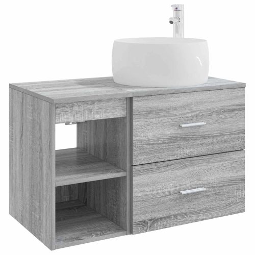 Комплект мебели за баня 2 pcs Сив Сонома Инженерна дървесина
