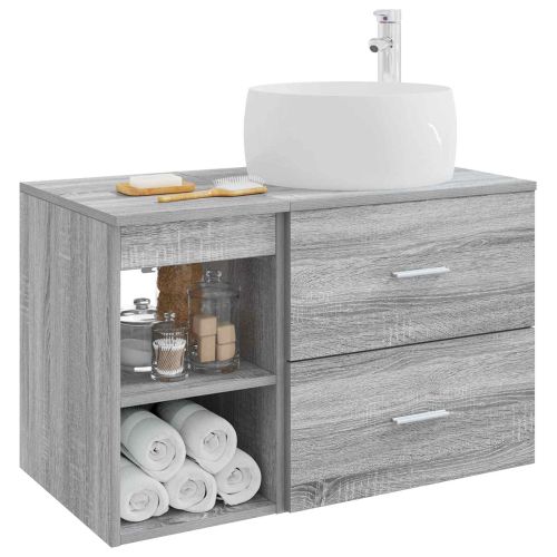 Комплект мебели за баня 2 pcs Сив Сонома Инженерна дървесина
