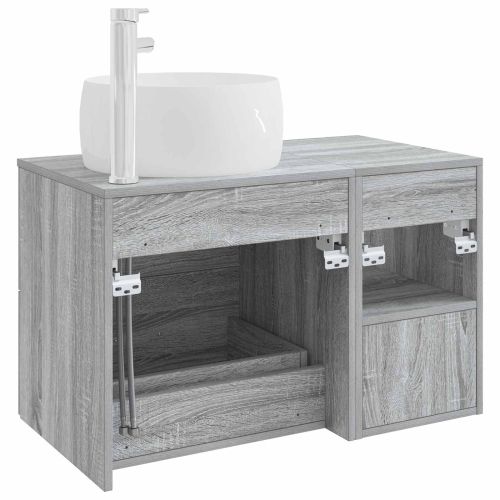 Комплект мебели за баня 2 pcs Сив Сонома Инженерна дървесина