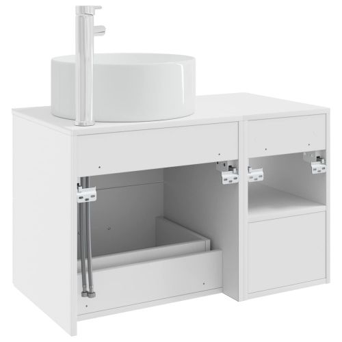 Комплект мебели за баня 2 pcs Бяло Инженерна дървесина