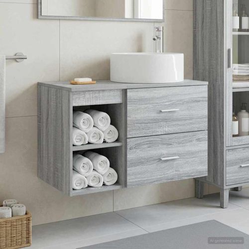 Комплект мебели за баня 2 pcs Сив Сонома Инженерна дървесина