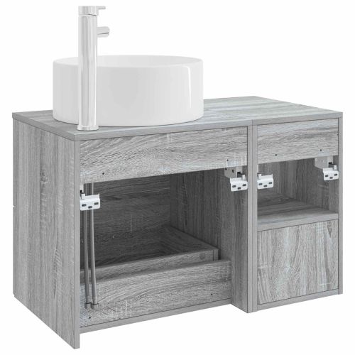 Комплект мебели за баня 2 pcs Сив Сонома Инженерна дървесина