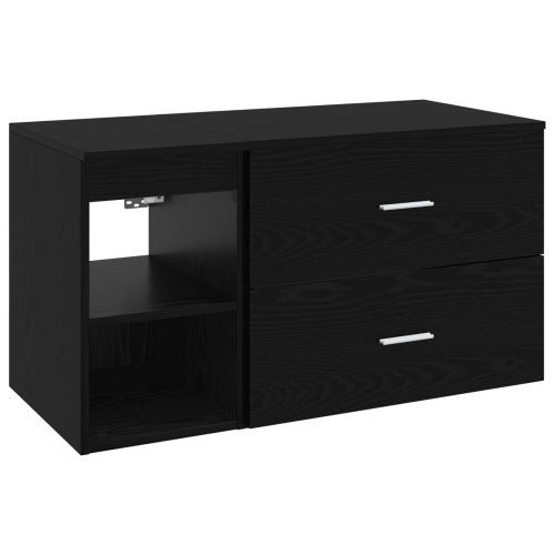 Комплект мебели за баня 2 pcs Черен дъб Инженерна дървесина
