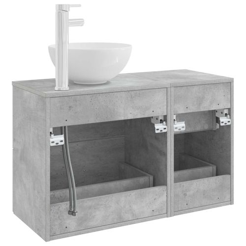 Комплект мебели за баня 2 pcs Бетонно сиво Инженерна дървесина