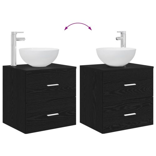 Комплект мебели за баня 2 pcs Черен дъб Инженерна дървесина