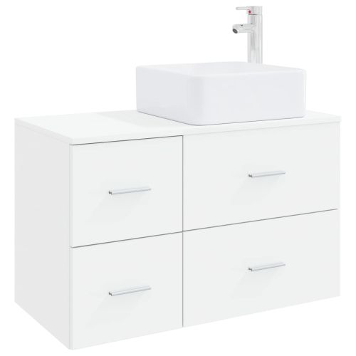 Комплект мебели за баня 2 pcs Бяло Инженерна дървесина