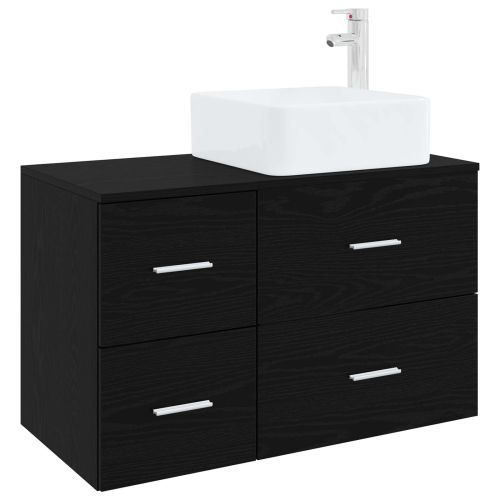 Комплект мебели за баня 2 pcs Черен дъб Инженерна дървесина