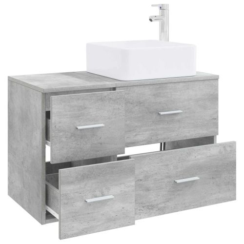 Комплект мебели за баня 2 pcs Бетонно сиво Инженерна дървесина