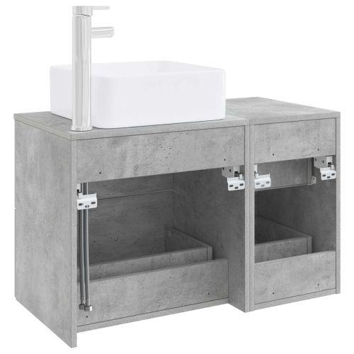 Комплект мебели за баня 2 pcs Бетонно сиво Инженерна дървесина