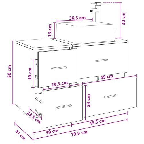 Комплект мебели за баня 2 pcs Опушен дъб Инженерна дървесина