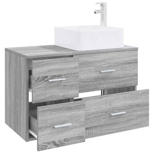 Комплект мебели за баня 2 pcs Сив Сонома Инженерна дървесина