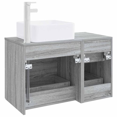 Комплект мебели за баня 2 pcs Сив Сонома Инженерна дървесина