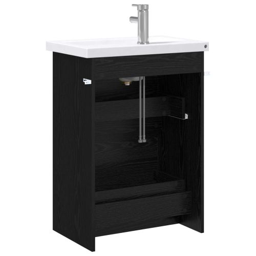 Комплект мебели за баня Черен дъб 61 x 40 x 84,5 см