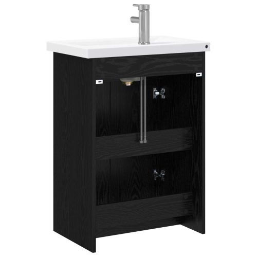 Комплект мебели за баня Черен дъб 61 x 40 x 84,5 см
