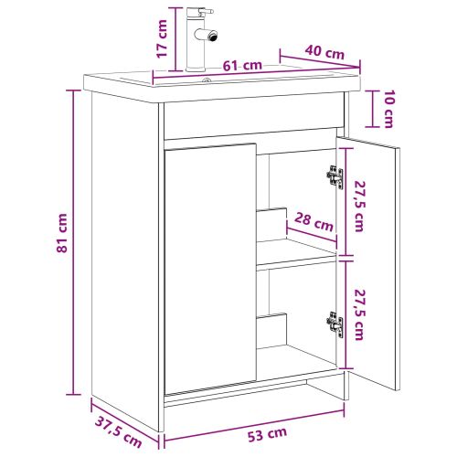 Комплект мебели за баня Дъб сонома 61 x 40 x 84,5 см