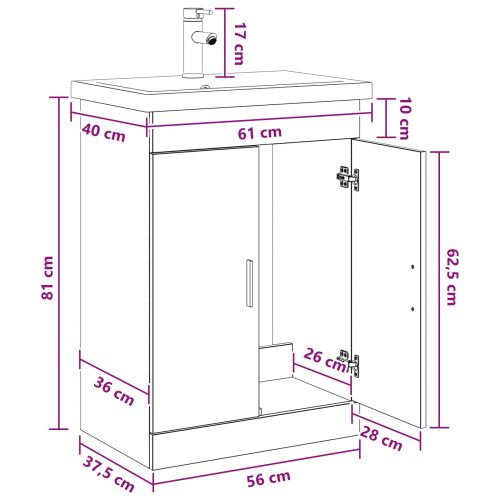 Комплект мебели за баня Сив Сонома 61 x 40 x 84,5 см