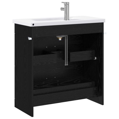 Комплект мебели за баня Черен дъб 81 x 40 x 84,5 см