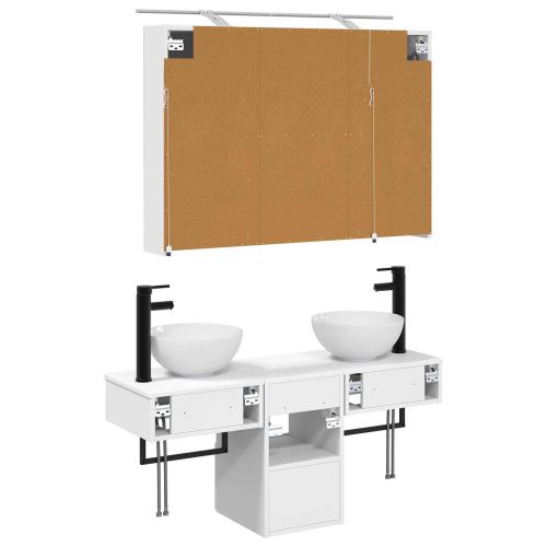 Комплект шкафове за баня 4 pcs Бяло 100 x 14,5 x 70 см