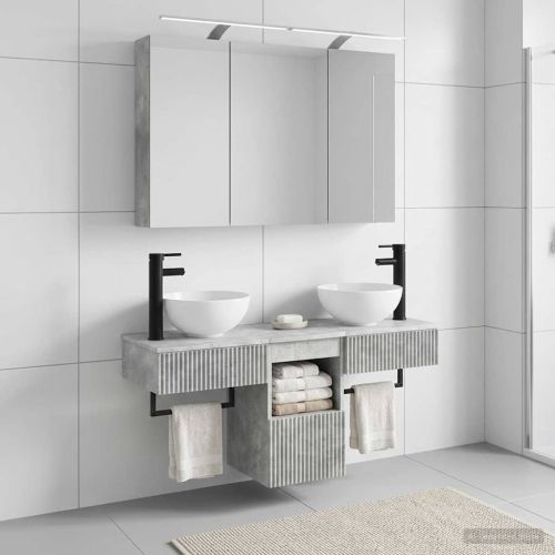 Комплект шкафове за баня 4 pcs Бетонно сиво 100 x 14,5 x 70 см