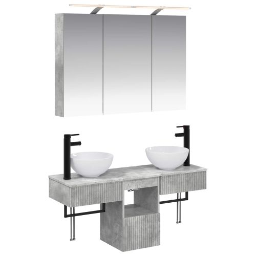 Комплект шкафове за баня 4 pcs Бетонно сиво 100 x 14,5 x 70 см