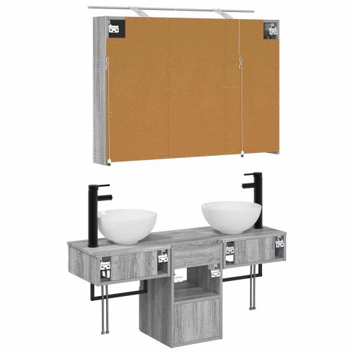 Комплект шкафове за баня 4 pcs Сив Сонома 100 x 14,5 x 70 см