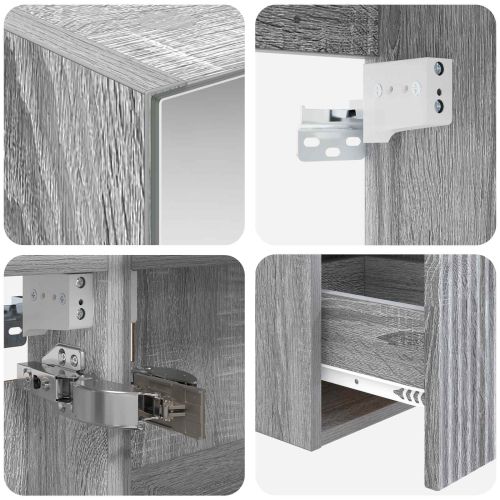Комплект шкафове за баня 4 pcs Сив Сонома 100 x 14,5 x 70 см