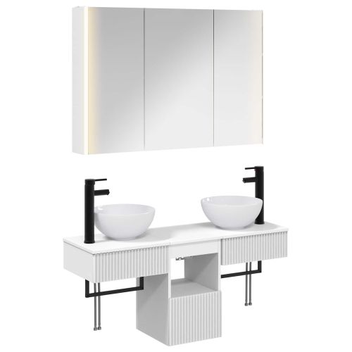 Комплект шкафове за баня 4 pcs Бяло 103,5 x 15,5 x 70 см