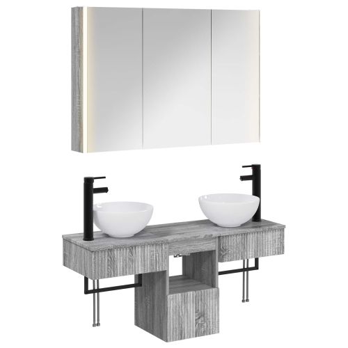 Комплект шкафове за баня 4 pcs Сив Сонома 103,5 x 15,5 x 70 см