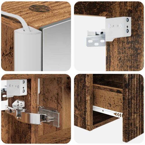 Комплект шкафове за баня 4 pcs Старо дърво 103,5 x 15,5 x 70 см