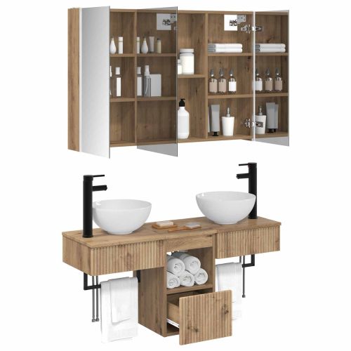 Комплект шкафове за баня 4 pcs Дъб артизан 103,5 x 15,5 x 70 см