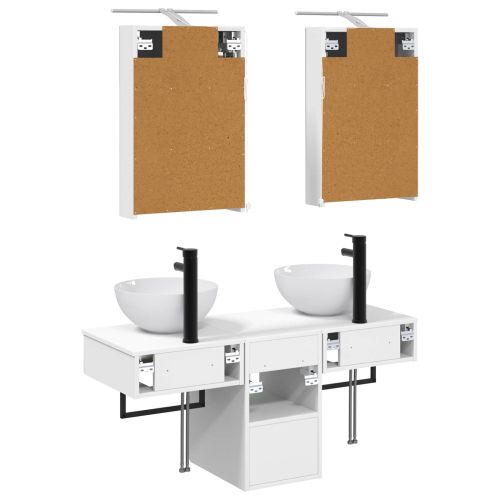 Комплект шкафове за баня 5 pcs Бяло 40 x 10,5 x 60,5 см