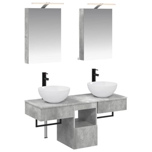 Комплект шкафове за баня 5 pcs Бетонно сиво 40 x 10,5 x 60,5 см