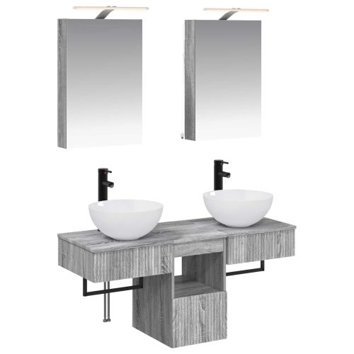 Комплект шкафове за баня 5 pcs Сив Сонома 40 x 10,5 x 60,5 см