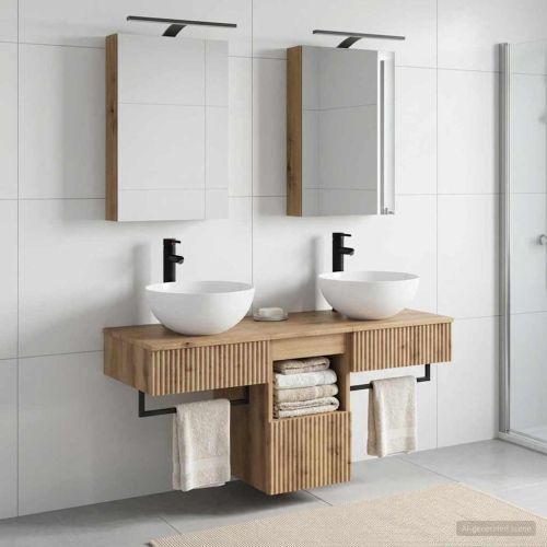 Комплект шкафове за баня 5 pcs Дъб артизан 40 x 10,5 x 60,5 см