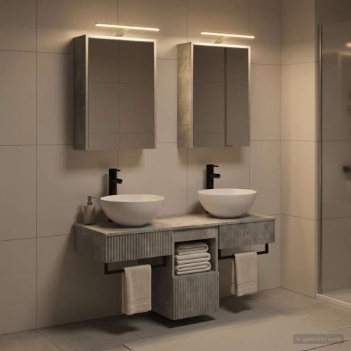 Комплект шкафове за баня 5 pcs Бетонно сиво 43 x 16 x 62,5 см