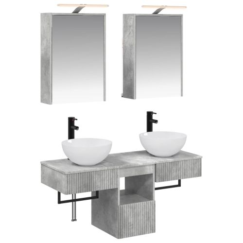 Комплект шкафове за баня 5 pcs Бетонно сиво 43 x 16 x 62,5 см
