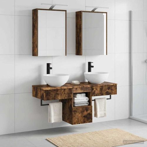 Комплект шкафове за баня 5 pcs Опушен дъб 43 x 16 x 62,5 см
