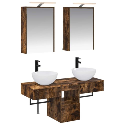 Комплект шкафове за баня 5 pcs Опушен дъб 43 x 16 x 62,5 см