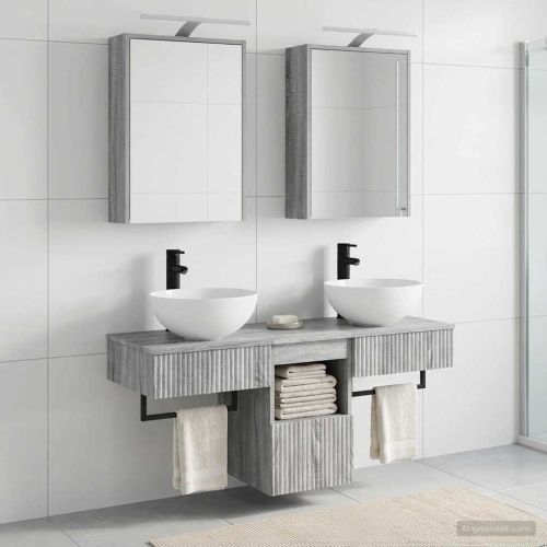 Комплект шкафове за баня 5 pcs Сив Сонома 43 x 16 x 62,5 см