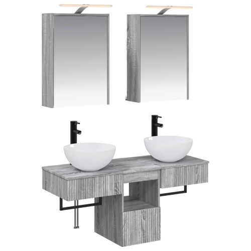 Комплект шкафове за баня 5 pcs Сив Сонома 43 x 16 x 62,5 см
