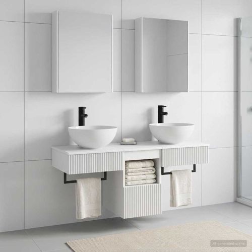 Комплект шкафове за баня 5 pcs Бяло 43 x 11,5 x 60,5 см