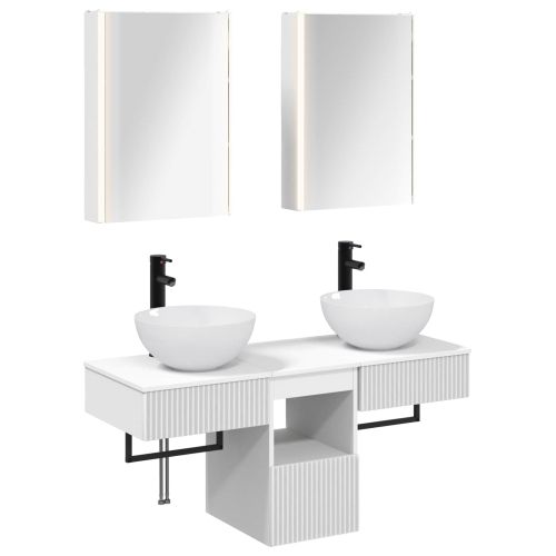 Комплект шкафове за баня 5 pcs Бяло 43 x 11,5 x 60,5 см