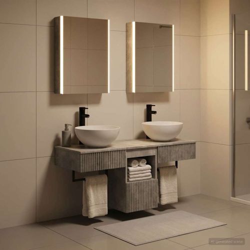 Комплект шкафове за баня 5 pcs Бетонно сиво 43 x 11,5 x 60,5 см