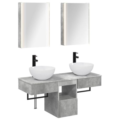 Комплект шкафове за баня 5 pcs Бетонно сиво 43 x 11,5 x 60,5 см