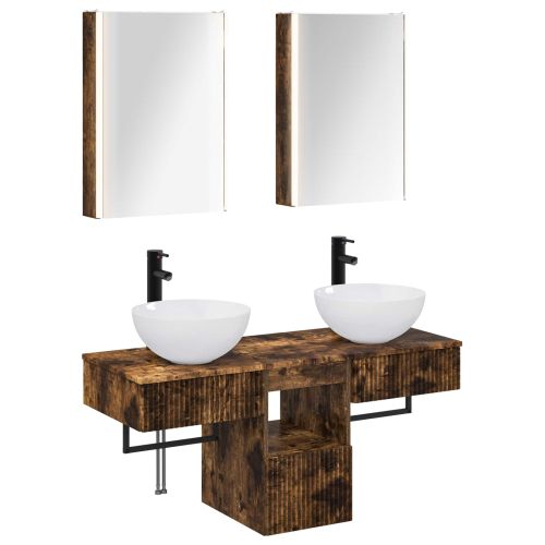 Комплект шкафове за баня 5 pcs Опушен дъб 43 x 11,5 x 60,5 см