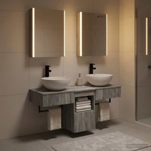 Комплект шкафове за баня 5 pcs Сив Сонома 43 x 11,5 x 60,5 см
