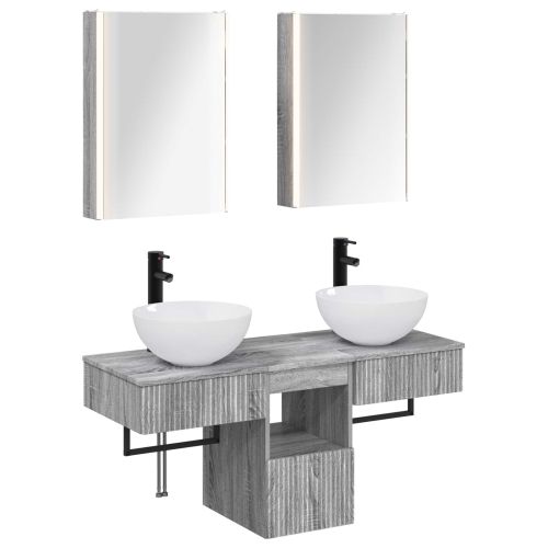 Комплект шкафове за баня 5 pcs Сив Сонома 43 x 11,5 x 60,5 см