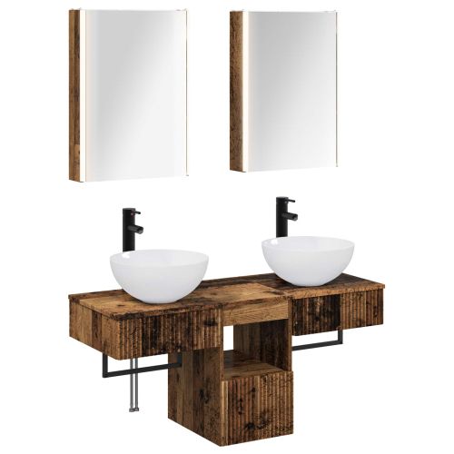 Комплект шкафове за баня 5 pcs Старо дърво 43 x 11,5 x 60,5 см