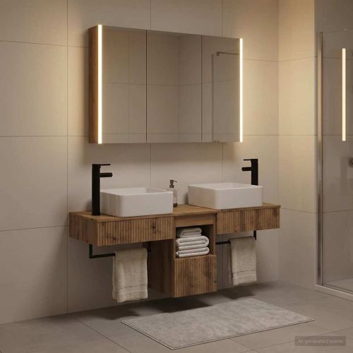 Комплект шкафове за баня 4 pcs Дъб артизан 103,5 x 15,5 x 70 см