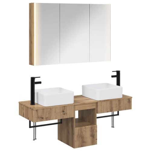 Комплект шкафове за баня 4 pcs Дъб артизан 103,5 x 15,5 x 70 см